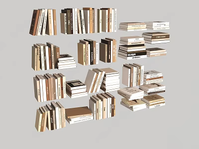Collection of Stacked Books and Magazines in Various Sizes and Colors 3d model
