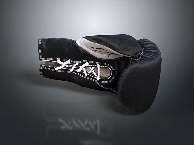 High Quality Black Boxing Gloves Sports Equipment With White Logo For Training And Fitness 3d model