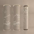 Modern Interior Decorative Columns With Mountain Line Patterns Dotted Cutouts And Top Lighting 3d model