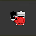 Red Tire With Black White Mechanical Engine And Shiny Metal Parts