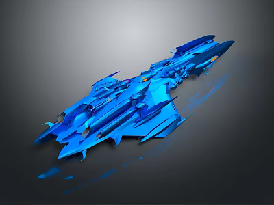 Futuristic Blue Mechanical Structure with Sharp Edges and Streamlined 3D Design Rendering 3d model