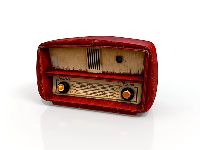 Red Vintage Radio With Classic Design And Tuning Dial Knobs 3d model