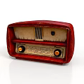 Red Vintage Radio With Classic Design And Tuning Dial Knobs