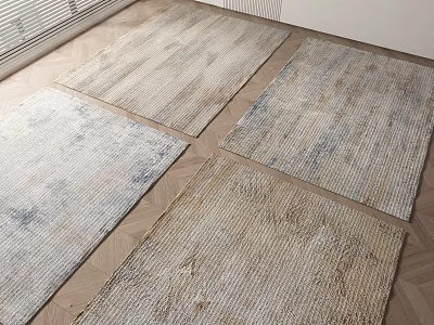 Square Rugs With Neutral Tones And Natural Texture On Wooden Floor 3d model