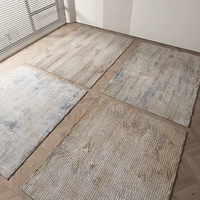 Square Rugs With Neutral Tones And Natural Texture On Wooden Floor 3d model