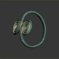 Ancient Bronze Double Spiral Ring Ornament For Traditional Clothing