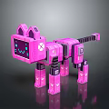 Pink Mechanical Robot Cat 3D Model With Digital Screen And Legs 3d model