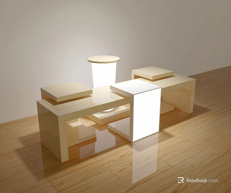 Modern Wooden Shelving Unit With Multiple Storage Shelves And Clean Design 3d model 