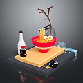 Commercial Food Service Equipment with Ramen Bowl Sauce Bottle Chopsticks and Digital Display Platform