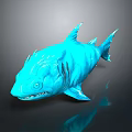 Blue Shark Model With Shiny Surface On Dark Background Showing Reflection