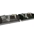 Modern Two Seater Sofas With Decorative Pillows And Soft Cozy Blankets 3d model