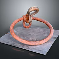 Rusty Iron Ring Placed On Wooden Board As Decorative Household Item