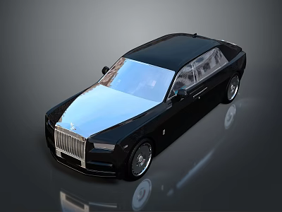 Black Luxury Sedan With Rolls Royce Style Chrome Details And Long Body Design 3d model