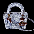 Elegant Blue And White Pattern Handbag With Top Handle Metal Lock And Shoulder Strap