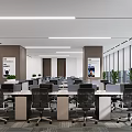 Bright Modern Public Office Space Interior With Desks Office Chairs And Floor to Ceiling Windows
