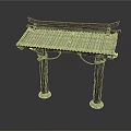 Traditional Chinese Architectural Structure With Tiled Roof Overhanging Eaves And Stone Columns