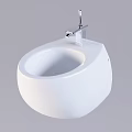Modern White Ceramic Toilet Featuring Sleek Design And Chrome Faucet Details