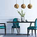 Jane European Dining Table and Chair Combination Dining Table 3d model