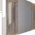 Luxury Partition Design With Gold Frame And Striped Mirror Panels 3d model