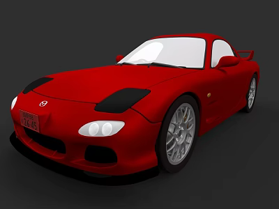Red Toyota Sports Car With Streamlined Design Black Hood And Large Alloy Wheels 3d model