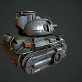 Military Armored Tank With Turret Cannon Tracks And Metallic Texture Design Features