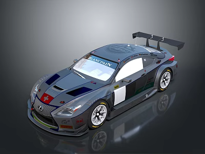 Lexus Gray Racing Car With Large Rear Spoiler And Sporty Wheels Design 3d model