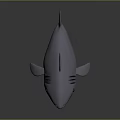Gray Shark Toy With Open Mouth Red Teeth And Black Eyes On Dark Background
