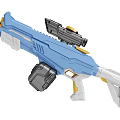 Electric Toy Gun In Blue With Large Drum And Sight