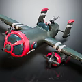 Vintage Fighter Aircraft With Green Body Red Nose And Shark Mouth Design