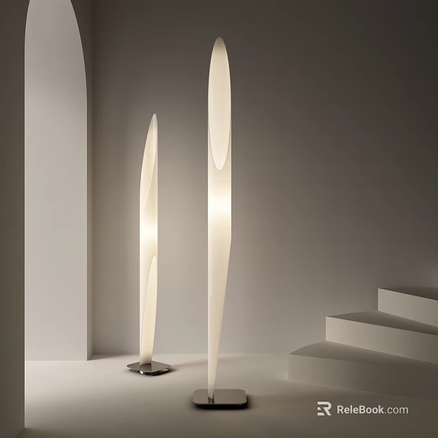 Modern Floor Lamps With Unique Shape In Minimalist Staircase Space 3d model 