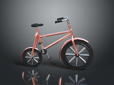 Copper Colored Bicycle With Modern Minimalist Frame Black Seat And Handlebars On Gray Background 3d model