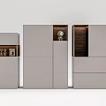 Modern Decorative Cabinet Modular Design With Wooden Gray Finish And Display Shelves