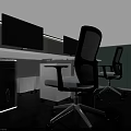 Modern Office Desk Workstations With Cubicles Computer Monitors And Black Office Chairs 3d model