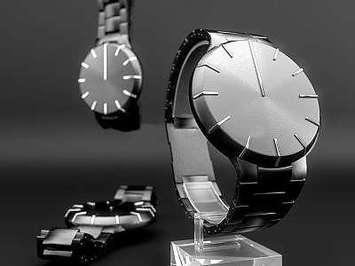 Modern Minimalist Watch With Stainless Steel Band And Sleek Dial Design 3d model