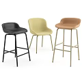 Three Modern Bar Stools In Black Beige And Tan With Metal Legs And Sleek Design 3d model