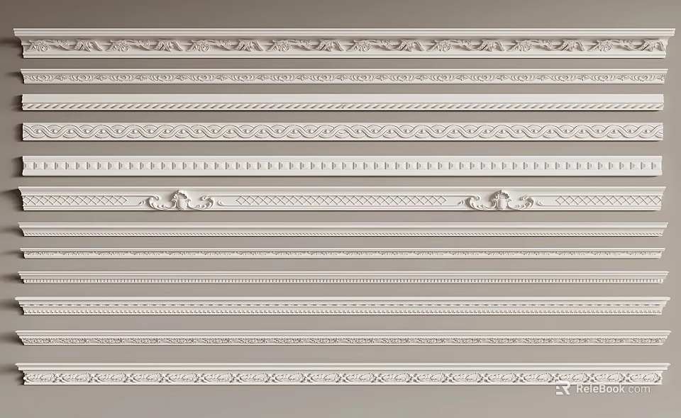 Different Types Of Decorative Lines For Interior Wall And Ceiling Design 3d model 