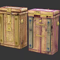 Two Vintage Wooden Daily Electrical Appliances With Decorative Locks And Retro Design Elements