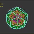 3D Colorful Geometric Polyhedron Structure With Interconnected Vibrant Lines And Reflective Surface