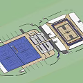 Basketball Arena Floor Plan Design With Multiple Courts And Spectator Seating