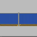 Blue Construction Barrier With Yellow And Black Warning Striped Base Panels 3d model