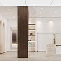 Modern Clothing Store Interior With Fashion Model Poster Wooden Column And Display Counter