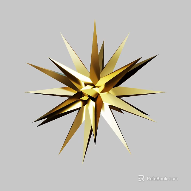 Golden Star Shaped Metallic Decorative Piece With Radiant Geometric Design For Modern Interior 3d model 