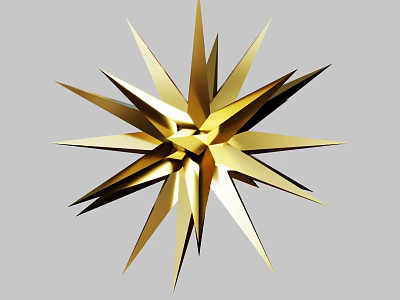 Golden Star Shaped Metallic Decorative Piece With Radiant Geometric Design For Modern Interior 3d model
