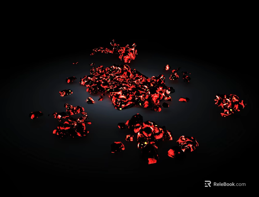 Garden Landscape Design With Red Petals Scattered On Dark Background 3d model 