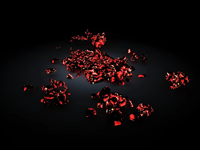 Garden Landscape Design With Red Petals Scattered On Dark Background 3d model