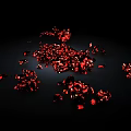 Garden Landscape Design With Red Petals Scattered On Dark Background