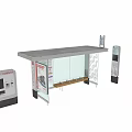 Modern Bus Stop Shelter With Transparent Roof Bench Ticket Machine And Map