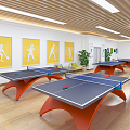 Modern table tennis room 3d model