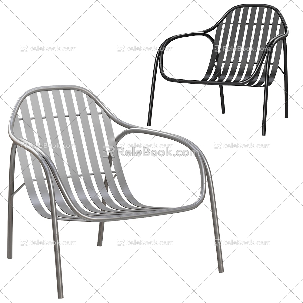 Modern metal single chair 3d model