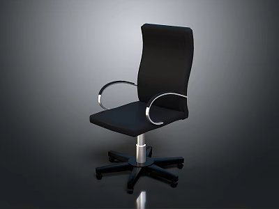 Black Modern Office Chair With Silver Armrests And Caster Base Design 3d model